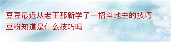 豆豆最近从老王那新学了一招斗地主的技巧豆粉知道是什么技巧吗