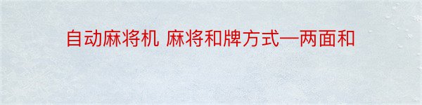 自动麻将机 麻将和牌方式—两面和