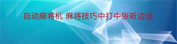 自动麻将机 麻将技巧中打中张听边法