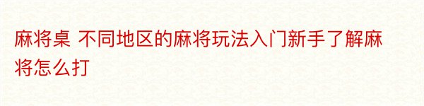 麻将桌 不同地区的麻将玩法入门新手了解麻将怎么打