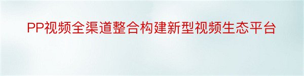 PP视频全渠道整合构建新型视频生态平台