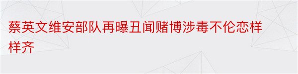 蔡英文维安部队再曝丑闻赌博涉毒不伦恋样样齐