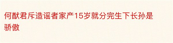 何猷君斥造谣者家产15岁就分完生下长孙是骄傲